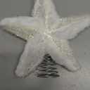 Soulchen 8.6 Inch White Christmas Star Tree Topper Glitter Fur Christmas Tree Star Xmas Plush White Rustic Decor for Holiday Seasonal Home Indoor Outdoor Decorations, White