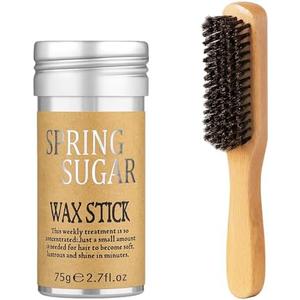 Slick Back Hair Brush & Hair Wax Stick Set for Slick Back – Boar Bristle Hair Brush for Sleek, Control, Flyaways & Baby Hairs – Slick Back Brush for Women, Dancer, Cheer