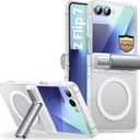 i-Blason for Samsung Galaxy Z Flip 7 Case with Stand [Tempered Glass Screen Protector] [Hinge Protection] [Support Wireless Charging] Slim Matte Protective Magnetic Phone Case for Z Flip 7, Clear