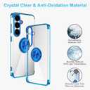 Tnarru Designed for Samsung Galaxy S25 Clear Case with Stand [Magnetic Ring Holder Kickstand] Soft TPU Bumper Non-Yellowing Anti-Scratch Lightweight Slim for Samsung Galaxy S25 Case Blue