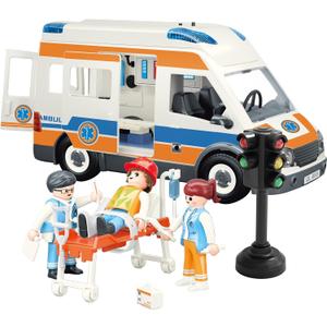 Ambulance Toy Truck for Kids 3-8, Large Toy Cars with Lights & Sounds, Emergency Vehicle Toddler Toys, Rescue Role Playset Play & Learn Toddler Toys Ages 3 4 5 6 7 8 9 10 11 12(Ambulance)
