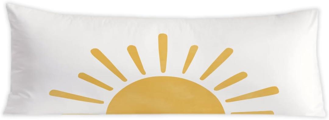 Boho Cute Sun Sunshine 20x54 Body Pillow Cover, Boho Sunshine Nursery Decor, Kids Room Decor, Modern Horizontal Sun Sunset Sunrise Decorative Long Body Pillow Cases for Bed Couch