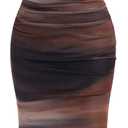 SOLY HUX Women's Tie Dye Ruched Bodycon Maxi Dress Sexy Mesh Sleeveless Cocktail Party Club Long Cami Dresses (Medium, Brown Multi)