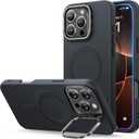 ESR for iPhone 16 Pro Max Case, Silicone Case with Stand, Compatible with MagSafe, Built-in Camera Stash Stand, Magnetic Phone Case for iPhone 16 Pro Max, Cloud Series, Black