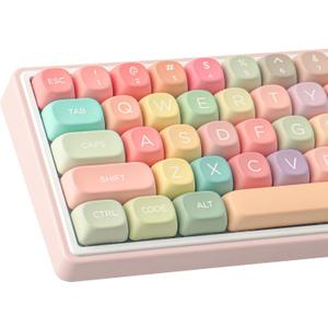 PBT Keycaps 126 Keys MOA Profile Cute Keycap Dye-Sublimation Rainbow Candy Keycaps Set Custom Keycap for Cherry Gateron MX Swithes Mechanical Keyboards (Only Keycaps)