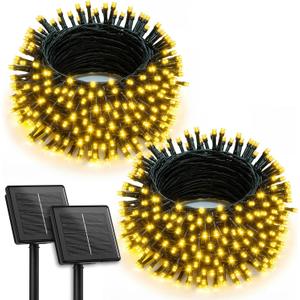 Brightown 2 Pack Solar Christmas String Lights Outdoor, Total 144Ft 400 LED Twinkle Fairy Lights Waterproof with 8 Modes Auto On/Off for Patio Tree Garden Party Home Wedding Decorations (Warm White)