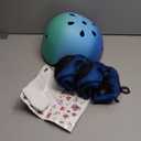 Color Gradient Kids Bike Helmet and Pads Adjustable Helmet for Kids Protective Gear Set with Elbow Knee Pads Wrist Guards for Cycling Bicycle (Medium: 21.7"-22.8" /55-58cm, BlueBlueGreen-2)