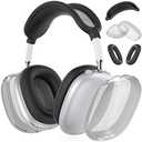 Silicone Case Cover for AirPods Max Headphones, Clear Soft TPU Ear Cups Cover/Ear Pad Case Cover/Headband Cover for AirPods Max (2024/2020),Transparent Accessories for Apple AirPods Max (USB-C), Black