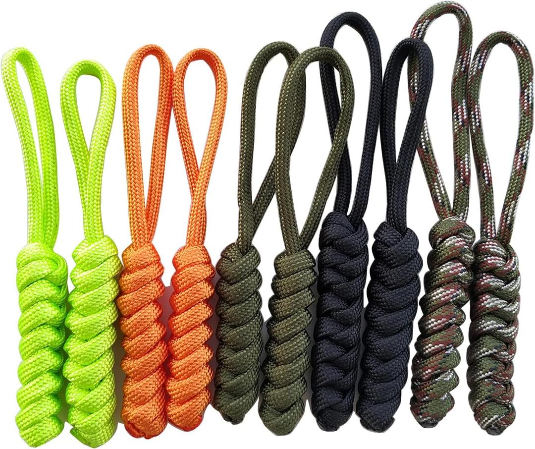 Paracord Zipper Pull 4" Knife Lanyards Keychain Backpack Lanyards Pull Hand Woven Pull Cord Zipper 10 Set