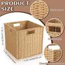 Newtay 6 Pcs Wicker Storage Baskets 11.8 x 11.8 in Cube Storage Bin Organizer Camel Square Foldable Wicker Baskets for Shelves Organizing Decor Laundry Pantry Toys
