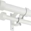 Double Blackout Curtain Rods 72 to 144 Inches (6-12 Feet),1-Inches Front and 5/8 Inches Back Adjustable End Cap Double Window Drapery Rod for Drapes and Curtains,Matte White