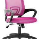 BestOffice | Ergonomic Office Chair | Mid-Back Swivel Desk Chair | Breathable Backrest & Lumbar Support | Adjustable Height | Sponge Seat | Rolling Wheels | Pink | for Adults & Women