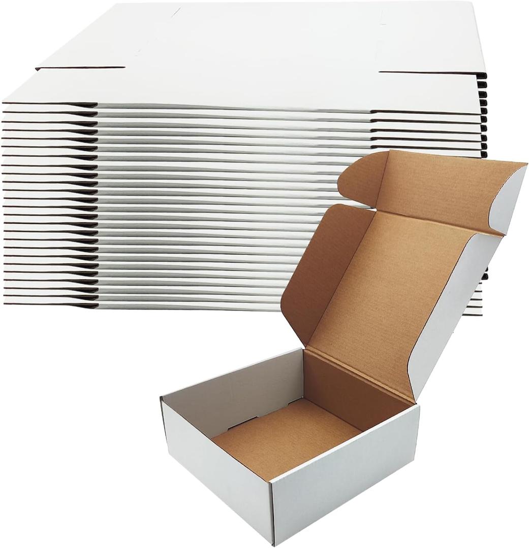 8x8x3 inch Shipping Boxes, White Corrugated Cardboard Box Literature Mailing Shipping Packaging Recyclable Storage Boxes and Craft Gifts Giving Products Business White Box Set of 25 (8''x8''x3'')