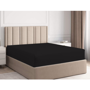 Queen Sized fitted sheet 60x80 soft and breathable 600 thread count Egyptian cotton 1pc fitted sheet (Black)