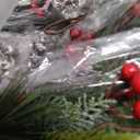 Christmas Artificial Pine Garland with Spruce Cypress Berries Frosted Pinecones Winter Greenery Garland for Holiday Season Mantel Fireplace Table Runner Centerpiece Decoration 6.6 feet