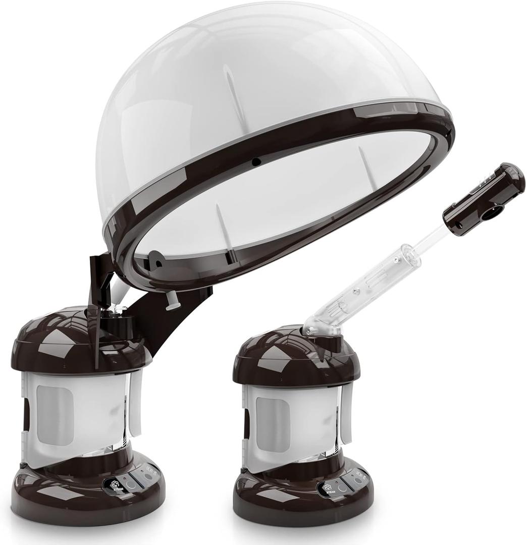 Hair Steamer Kingsteam 2 in 1 Ozone Facial Steamer, Design for Personal Care Use at Home or Salon Barber (Coffee)