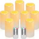 9PACK Outdoor Waterproof Plastic flameless Candles with Remote Control LED Flickering Battery Operated Pillar Candles Cycling 24 Hours Timer (D3 xH5.5) for Camping, Weddings, Party, Home Decoration, (H16# 9pack Pastic)