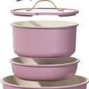 CAROTE 5pcs Pots and Pans Set, Nonstick Cookware Set Detachable Handle, Induction Kitchen Cookware Sets Non Stick with Removable Handle, RV Cookware Set, Gold and Purple