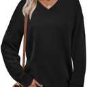 WIHOLL Sweatshirt for Women V Neck Sweaters Long Sleeve Shirts Fall Clothes Ribbed Collar 2025 Trendy Fashion