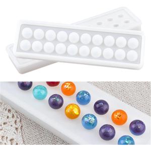WANDIC Silicone Mould, 1 Pc Beads Mold Round Ball Resin Casting Mold for DIY Epoxy Pendant Necklace Bracelet Jewelry Making Handmade Craft
