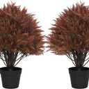 24" Fall Topiary Artificial Outdoor Plants, Faux Cedar Bushes & Shrubs