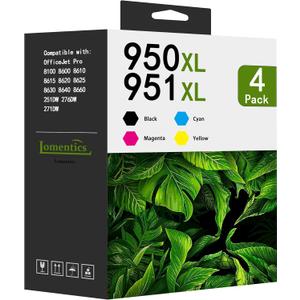 950XL and 951XL Ink Cartridges Combo Pack (BK/C/M/Y)-Replacement for HP Ink 950 951 Combo Pack 950XL 951XL Printer Ink Compatible for OfficeJet Pro 8100 8600 8610 8615 8620 8630 251DW 276DW Printer