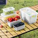 LUXEAR Produce containers for fridge,3 Set Fruit Containers with Removable Colander, BPA-Free Produce Saver Containers with Lids Dishwasher&Microwave Safe Keep Fruits, Vegetables, Berry, Fresh Longer