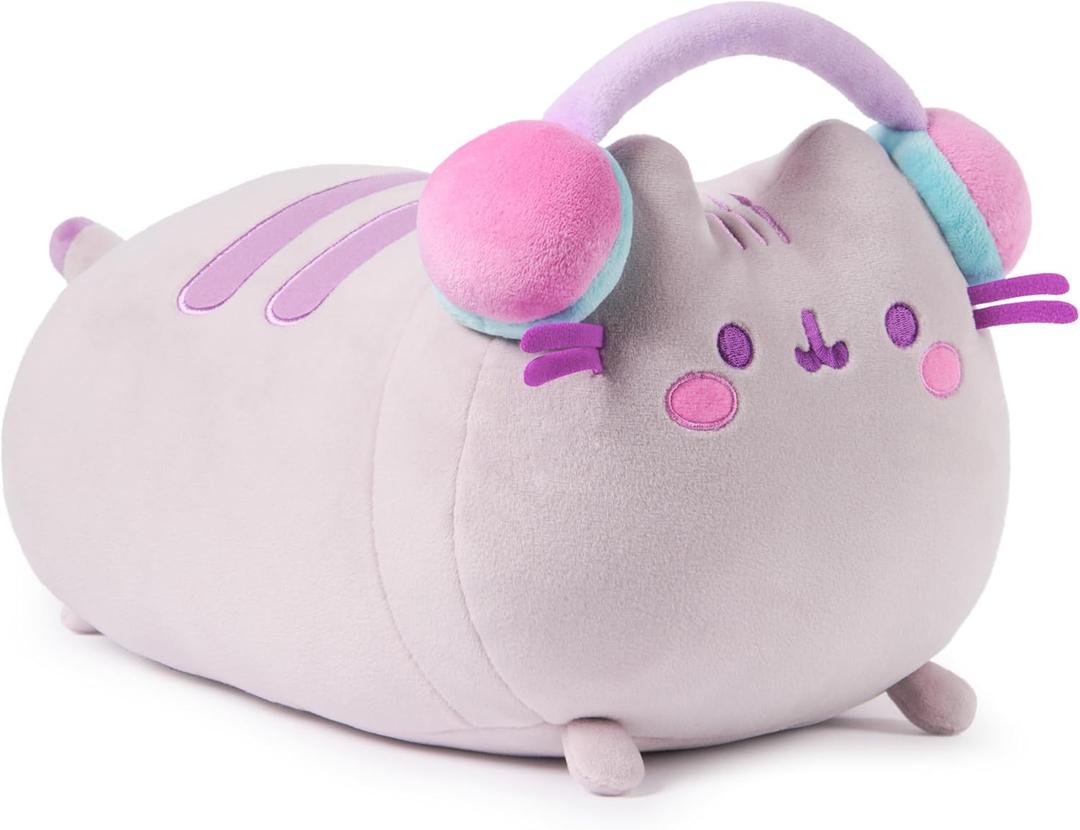 GUND Pusheen Gamer Squisheen Plush, Squishy Toy, Collectible Plush Toy, Gaming Decor, Stuffed Animal for Ages 8 and Up, Gray, 11