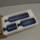 Blue Ceramic Vase Set - 3 Blue Small Vases, Farmhouse Country Flower Vase Home Decor, Living Room Decoration, Table Decoration, Fireplace Decor, and Entrance Decorations Centerpieces