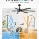 72 inch Large Ceiling Fans with Lights and Remote, 6-Speed Reversible DC Motor, 3 CCT, Dual Finish 7 Blades, Indoor/Outdoor Farmhouse Black Ceiling Fan for Kitchen Living Room Patio