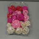 Patelai 36 Pcs Wicker Rattan Balls Decorative Balls for Vase Centerpiece Bowls Orbs Filler for Home Decor,4 Sizes(White, Pink, Rose, Red,2.4'',2'',1.6'',1.2'')
