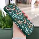 LEECG for iPhone 12 Case Fashion Flower Slim Soft Liquid Silicone Rubber Phone Cover for iPhone 12 6.1 inch-Leaf Green