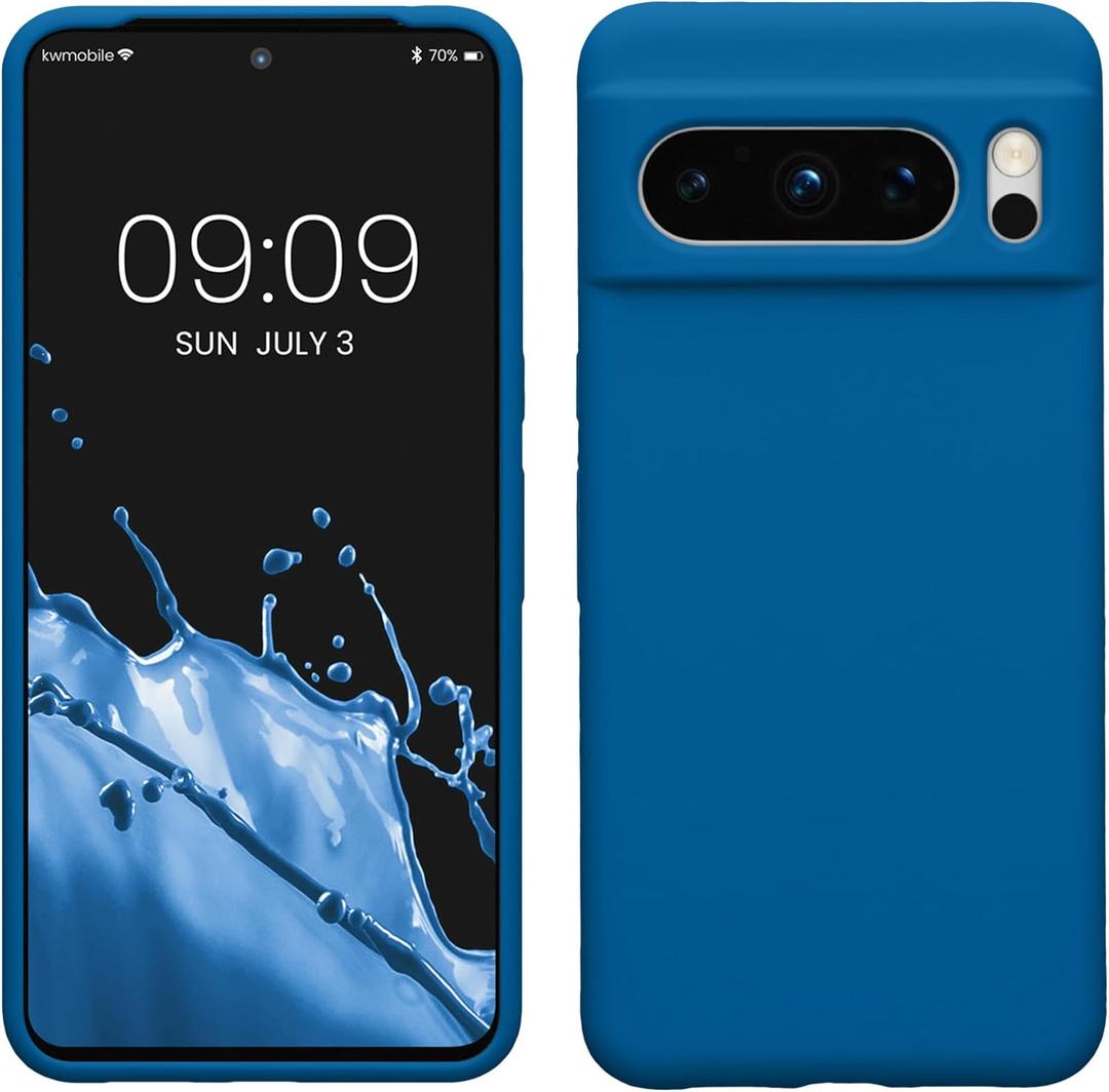 kwmobile Case Compatible with Google Pixel 8 Pro Case - TPU Silicone Phone Cover with Soft Finish - Blue Reef