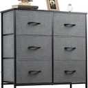 WLIVE Fabric Dresser for Bedroom, 6 Drawer Double Dresser, Storage Tower with Fabric Bins, Chest of Drawers for Closet, Living Room, Hallway, Dark Grey