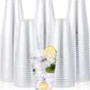 JOLLY CHEF 14 oz Clear Plastic Cups, 100 Pack Heavy-duty Party Glasses, Disposable plastic cups for wedding Cocktails Tumblers, Ideal for Halloween,Christmas, Thanksgiving Parties