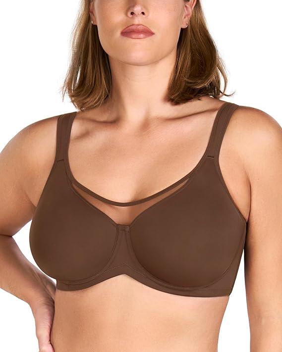 HSIA Minimizer Bras for Women Plus Size, Full Coverage Coolcomfort T Shirt Unlined Bra with Underwire for Heavy Breast, Mocha Brown, Size 40I