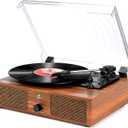 Vinyl Record Player with Upgraded Speakers and USB,Belt-Driven Bluetooth Turntable with 3 Speed AUX Input Headphone Jack and RCA Output