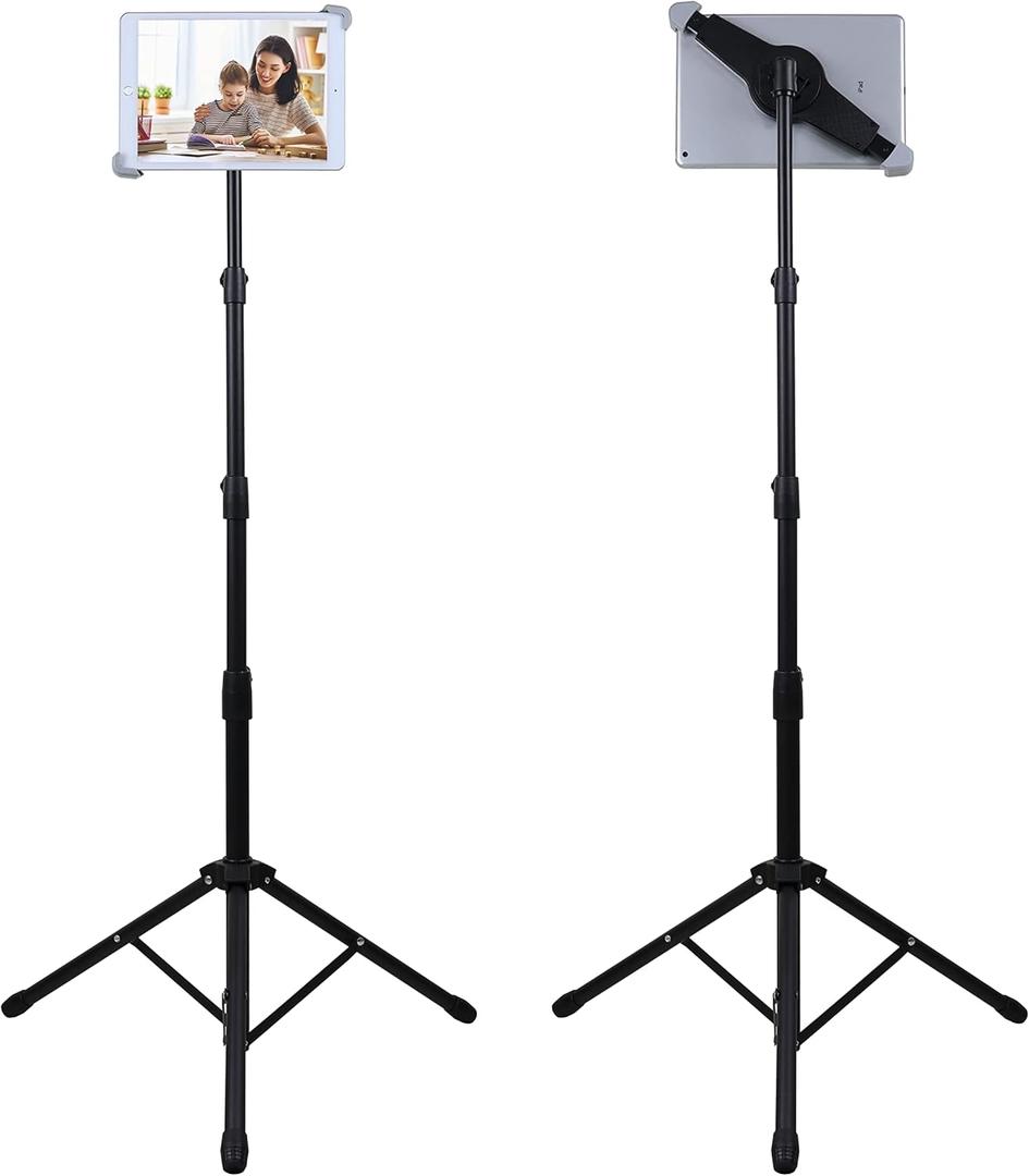 Ipad Tripod Stand, Height Adjustable iPad Stand Floor, Tablet Holder Stand with 360 Degree Rotating Tablet Mount for ipad Pro12.9, iPad Air and Other Device Within 9.5-14.5 Inch
