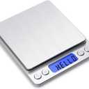Toprime Digital Gram Scale 500g 0.01g Food Scale High Precision Kitchen Scale Multifunctional Stainless Steel Pocket Scale with Back-Lit LCD Display Tare PCS Features Silver