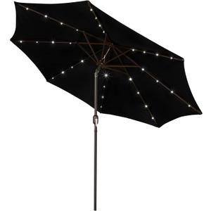 Blissun 9 ft Solar Umbrella, 32 LED Lighted Patio Umbrella, Table Market Umbrella, Outdoor Umbrella for Garden, Deck, Backyard, Pool and Beach (Black)