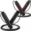 Jump Rope, Tangle-Free Rapid Speed Jumping Rope Cable with Ball Bearings for Women, Men, and Kids, Adjustable Steel Jump Rope with Foam Handles for Home Gym Exercise Fitness Workout Equipment & Slim Body (Black+Red)