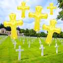 6 Pcs 34 Inch Cross Balloon Jumbo Baptism Large Memorial Balloons Communion Christening Religious Foil Party Balloon for Xmas Home Outdoor Decorations(Gold)