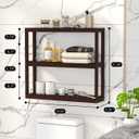 Domax Bamboo Bathroom Shelf 3-Tier Wall Mount Storage Rack Multifunctional Adjustable Layer Free Standing Over Toilet Utility Shelves Living Room Kitchen (Brown)
