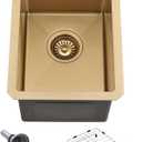 Gold Bar Sink Undermount-Hovheir 12x16 Small Kitchen Sink Undermount Wet Bar Sinks 16 Gauge Brushed Gold Stainless Steel Outdoor Rv Sinks Deep Single Bowl Camper Basin with Bottom Grid, 12"x16"x10"