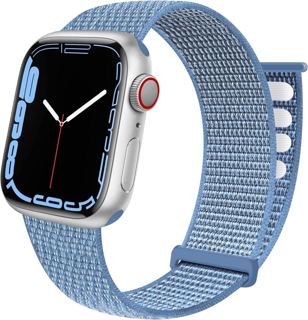 Sport Loop Band Compatible with Apple Watch Band 38mm 40mm 42mm 44mm iWatch Series 6 5 SE 4 3 2 1 Strap, Nylon Velcro Women Men Stretchy Elastic Braided Adjustable Wristband, 38mm 40mm Cape Cod Blue