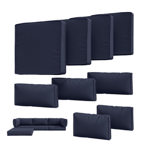 9Pcs Outdoor Chair Cushions Covers Waterproof Anti-Fading for 5 Pack Patio Set Cushion Slipcovers, Outdoor Furniture Cover Replacement, Covers Only, Navy Blue
