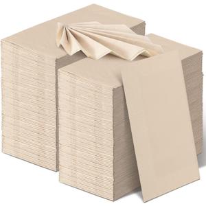 WILLBOND 100 Packs Disposable Paper Napkins Bulk Bamboo Paper Towels Disposable Hand Towels for Bathroom Eco Unbleached Brown Dinner Napkins