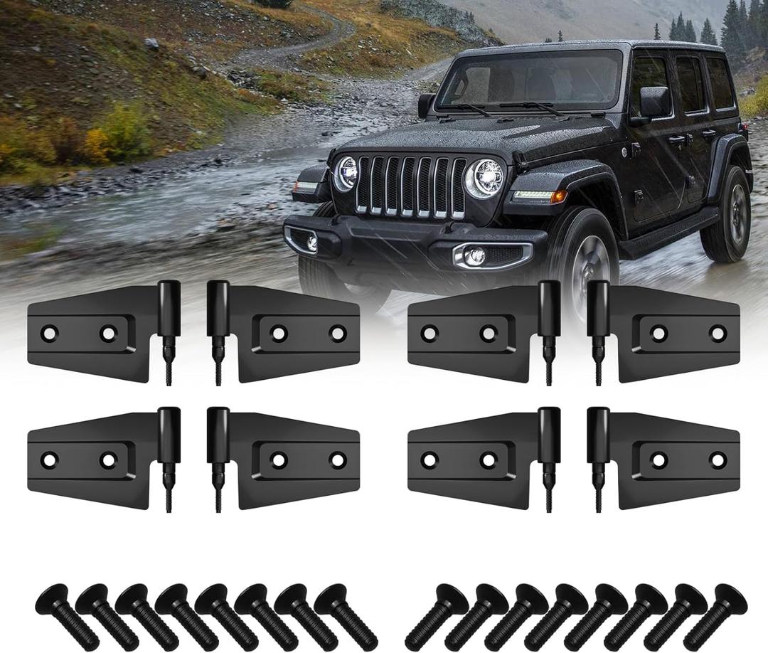 4 Door Hinges for Jeep Wrangler 2007-2018 JK JKU Unlimited Rubicon Sahara OEM Replacement (Outside Door Hinges)