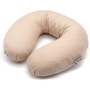 Buckwheat Neck Pillow for Sleeping U Shaped Pillow Cooling Travel Head Support Pillow for Neck Pain Relief Side Sleepers Buckwheat Hulls Concealed Zipper (12x12 inch, Light-tan)