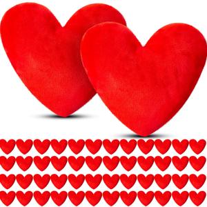 24 Pcs Valentine's Day Heart Shaped Plush Decorative Pillows Bulk Stuffed Plush 5.5" Soft & Fluffy Heart Decor & Gifts for Valentine's Day Weddings Parties Bed Room Office Sofa (Red)
